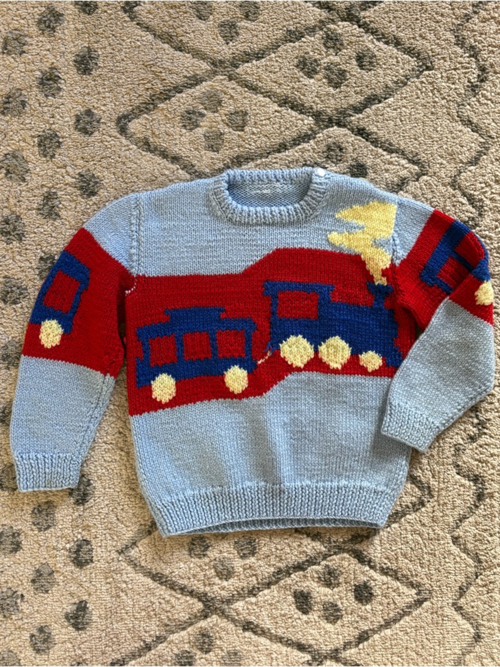 Handmade vintage train knit sweater